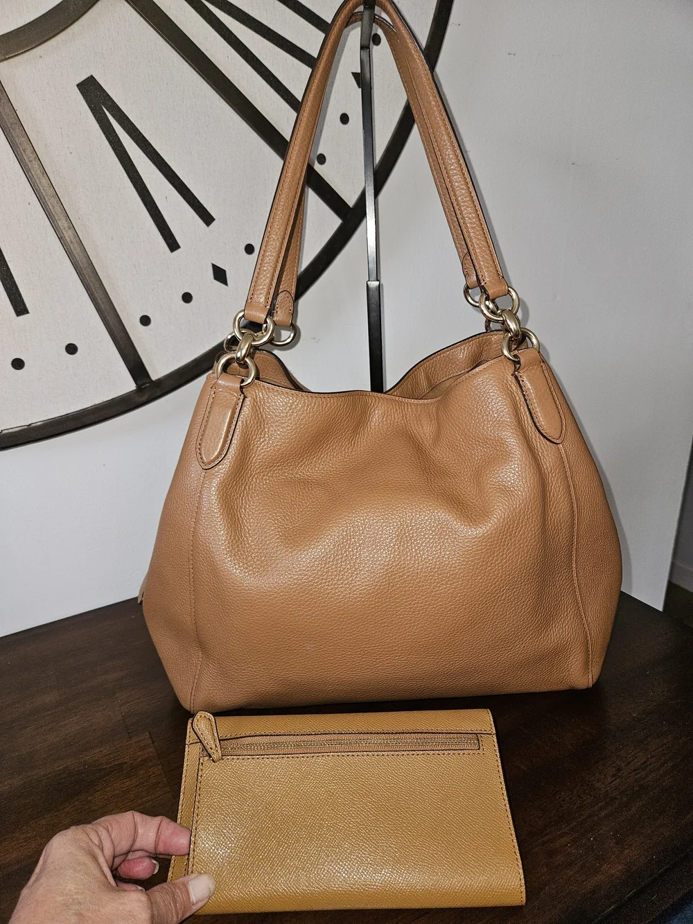 Coach Edie 31 Pebbled Leather Shoulder Bag with Wallet